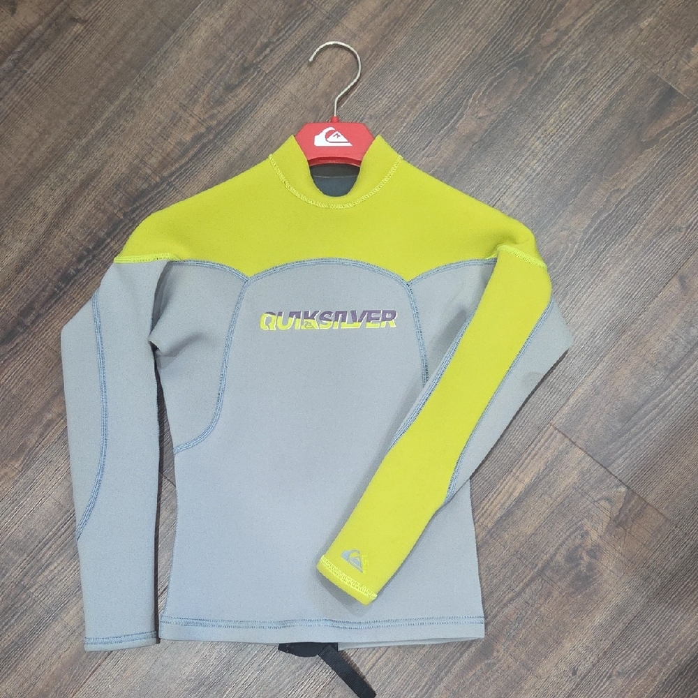 Quiksilver Kids Rashguard Lime Green and Gray Long Sleeve Swim Top
